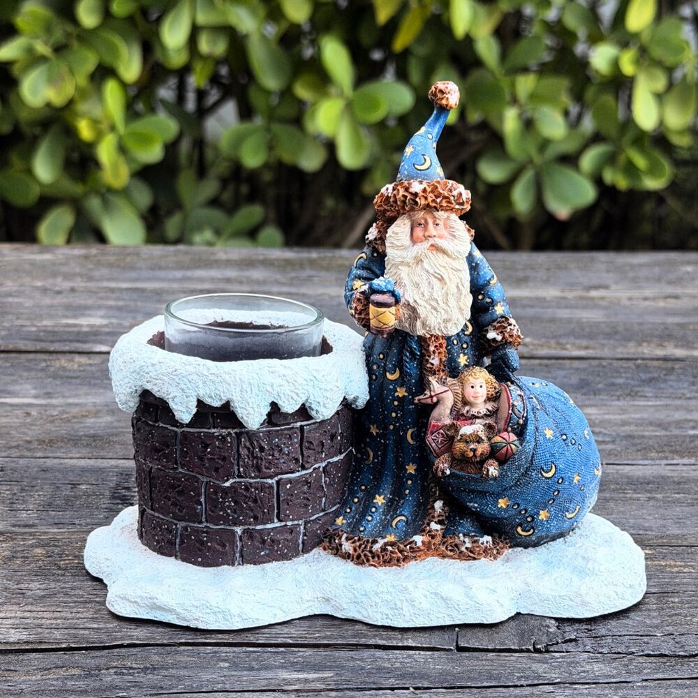 Vintage 2000 Lang Candles FIGURAL Candle Holder PREPARING FOR A VISIT Santa